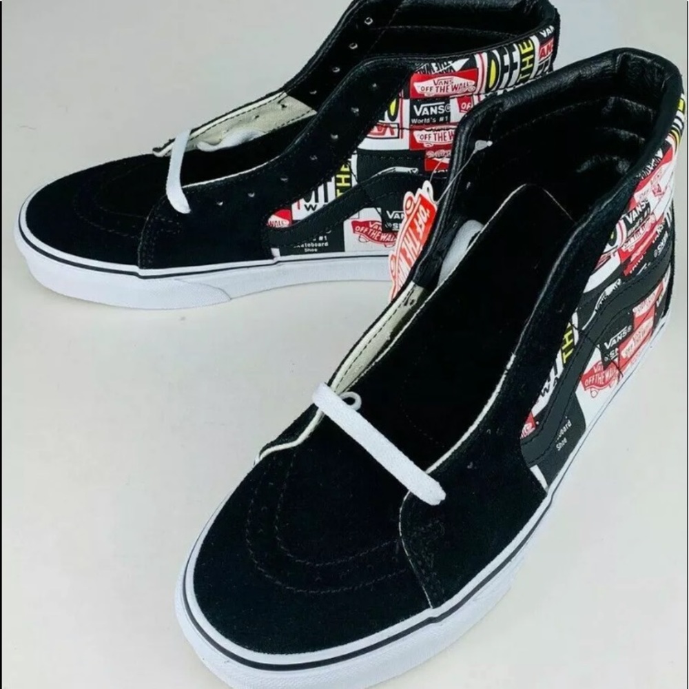 VANS Mens Sk8 Hi Label Mix Skate Shoes VN0A4BV6V9A Multicolor Black Suede 8 New